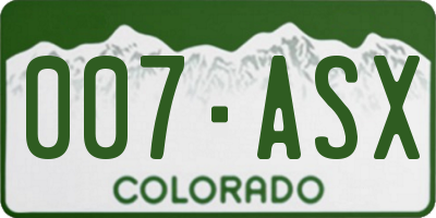 CO license plate 007ASX