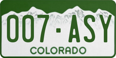 CO license plate 007ASY