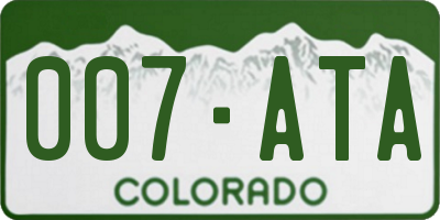 CO license plate 007ATA