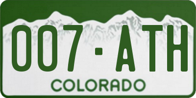 CO license plate 007ATH