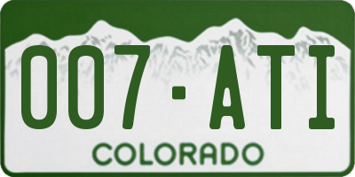 CO license plate 007ATI