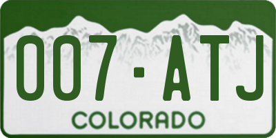 CO license plate 007ATJ
