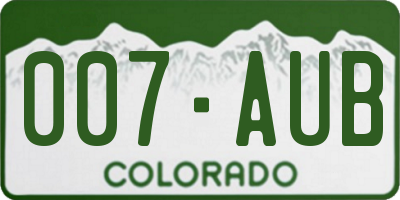 CO license plate 007AUB