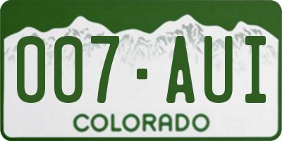 CO license plate 007AUI