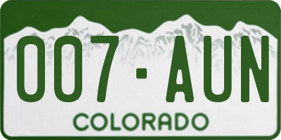 CO license plate 007AUN