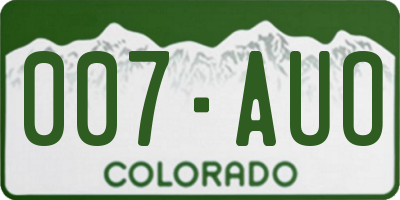 CO license plate 007AUO