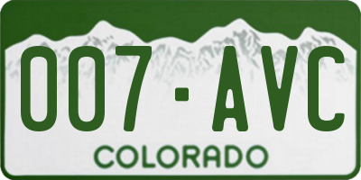 CO license plate 007AVC