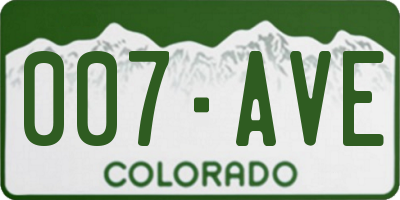 CO license plate 007AVE