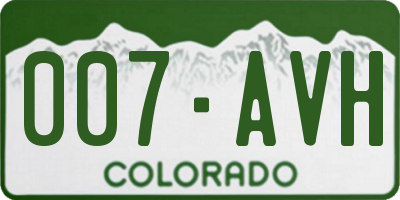 CO license plate 007AVH