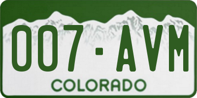 CO license plate 007AVM