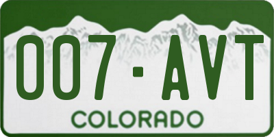 CO license plate 007AVT