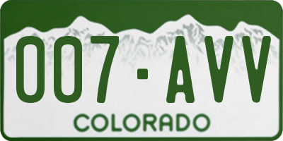 CO license plate 007AVV