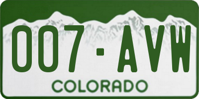 CO license plate 007AVW