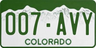 CO license plate 007AVY