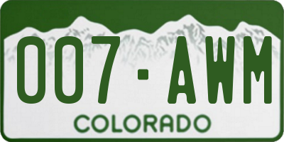 CO license plate 007AWM