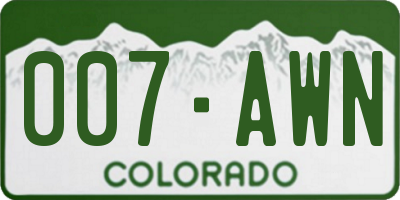 CO license plate 007AWN