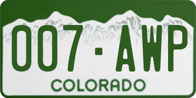 CO license plate 007AWP