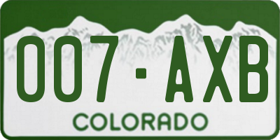 CO license plate 007AXB