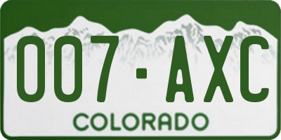 CO license plate 007AXC