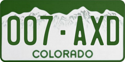 CO license plate 007AXD