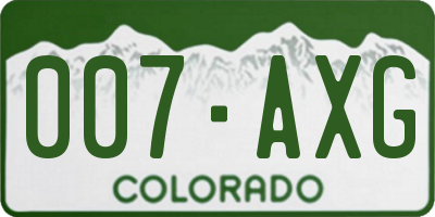 CO license plate 007AXG