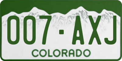 CO license plate 007AXJ