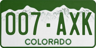 CO license plate 007AXK