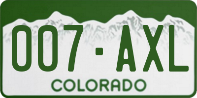 CO license plate 007AXL