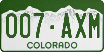 CO license plate 007AXM