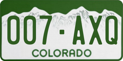 CO license plate 007AXQ