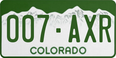 CO license plate 007AXR
