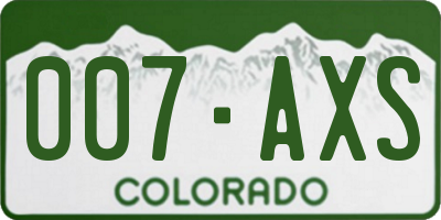 CO license plate 007AXS