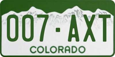 CO license plate 007AXT