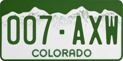 CO license plate 007AXW