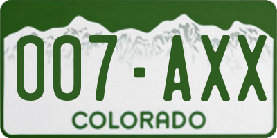 CO license plate 007AXX