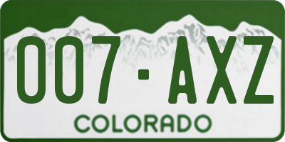CO license plate 007AXZ
