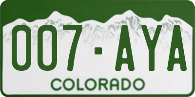 CO license plate 007AYA