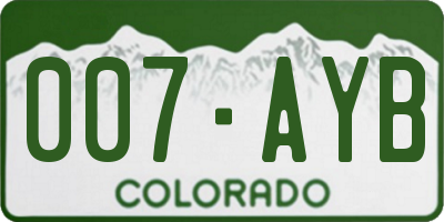CO license plate 007AYB