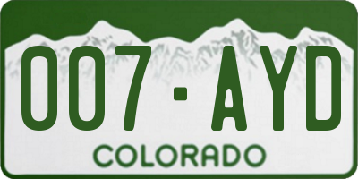 CO license plate 007AYD