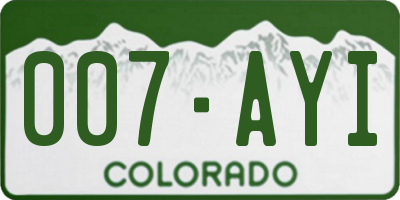 CO license plate 007AYI