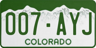 CO license plate 007AYJ