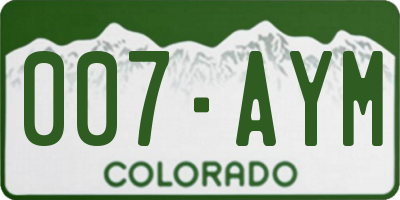 CO license plate 007AYM