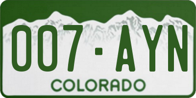 CO license plate 007AYN