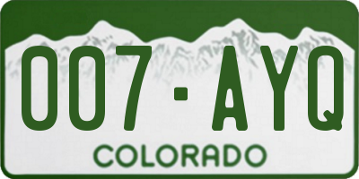 CO license plate 007AYQ