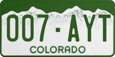 CO license plate 007AYT