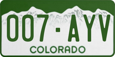 CO license plate 007AYV