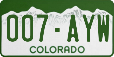 CO license plate 007AYW