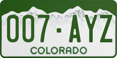 CO license plate 007AYZ