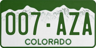 CO license plate 007AZA