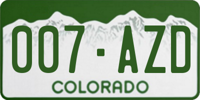 CO license plate 007AZD